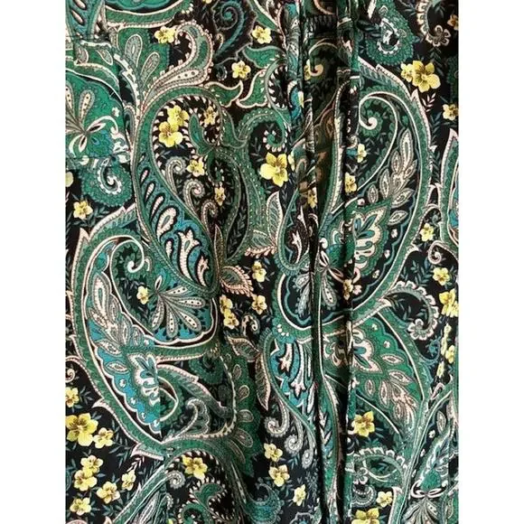 Counterparts Blouse Womens L Green Paisley New Long Sleeves Ruffle - Picture 3 of 9